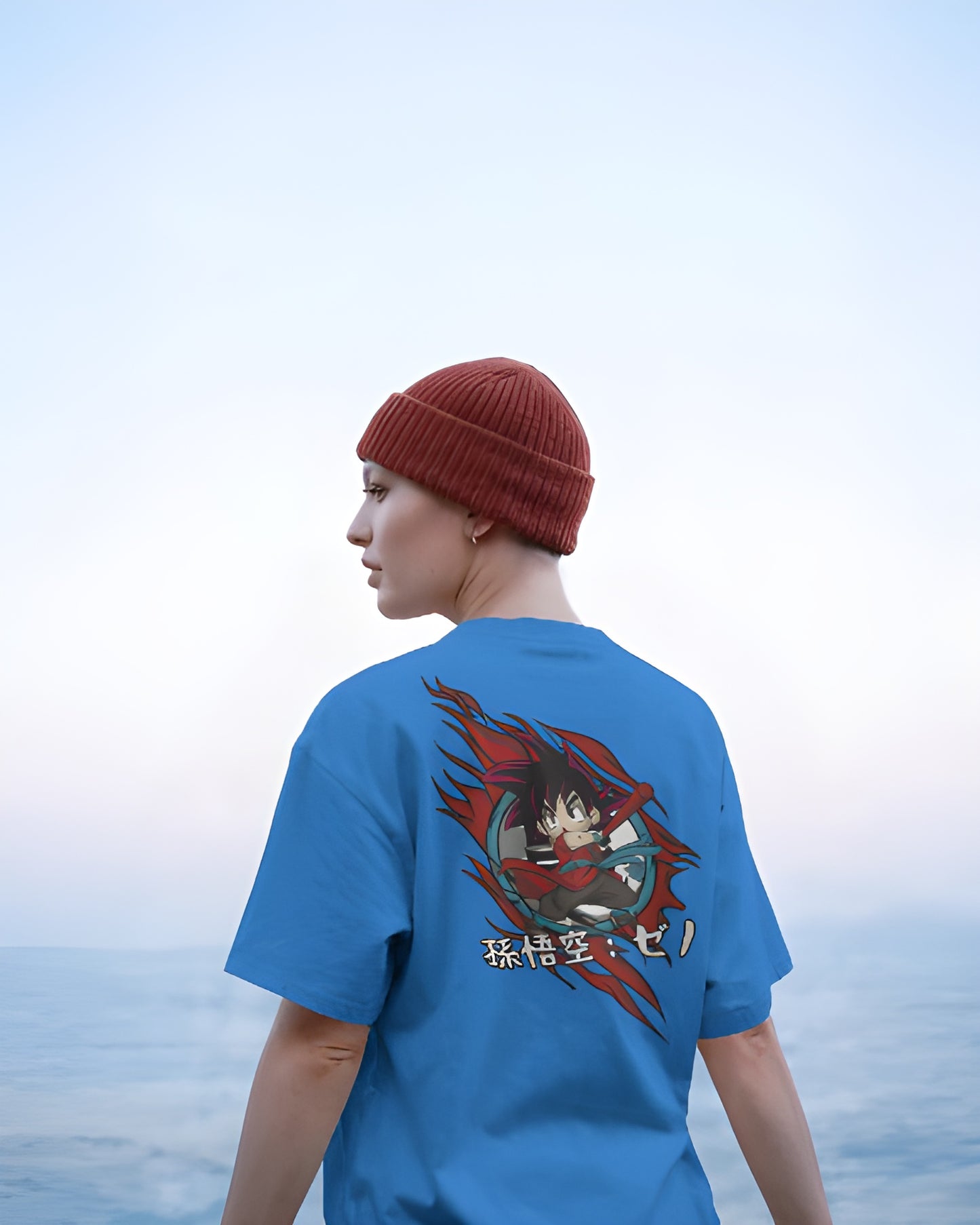Goku Kawaii Back Print T-Shirt - 180 GSM Super Combed Cotton | Unisex Anime Tee with Lycra Neck
