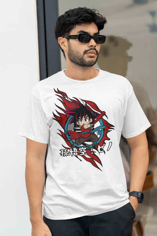 Goku Kawaii Anime T-Shirt - 180 GSM Super Combed Cotton | Front Print Unisex Tee