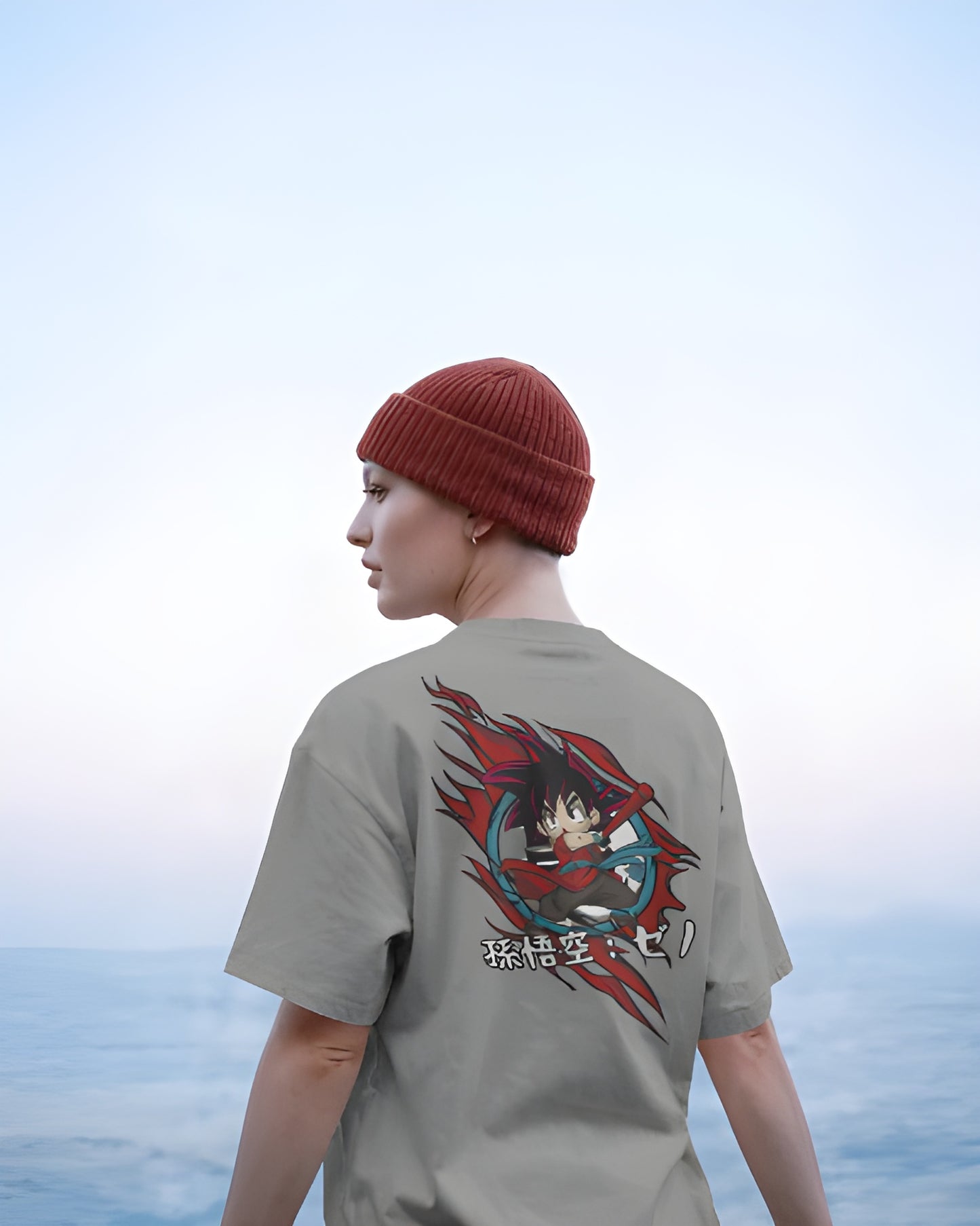 Goku Kawaii Back Print T-Shirt - 180 GSM Super Combed Cotton | Unisex Anime Tee with Lycra Neck