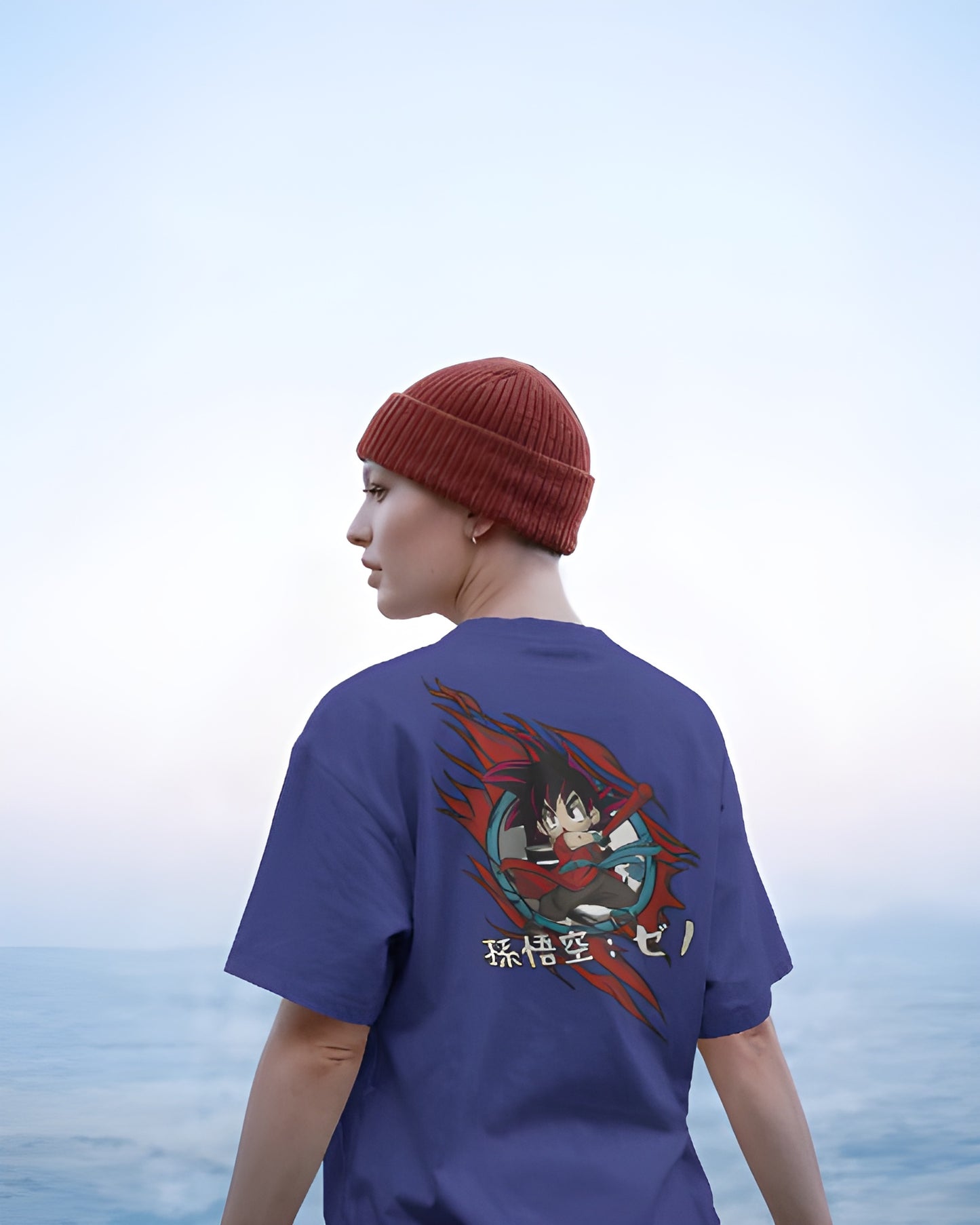 Goku Kawaii Back Print T-Shirt - 180 GSM Super Combed Cotton | Unisex Anime Tee with Lycra Neck