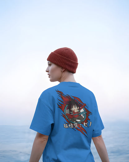 Goku Kawaii Back Print T-Shirt - 180 GSM Super Combed Cotton | Unisex Anime Tee with Lycra Neck