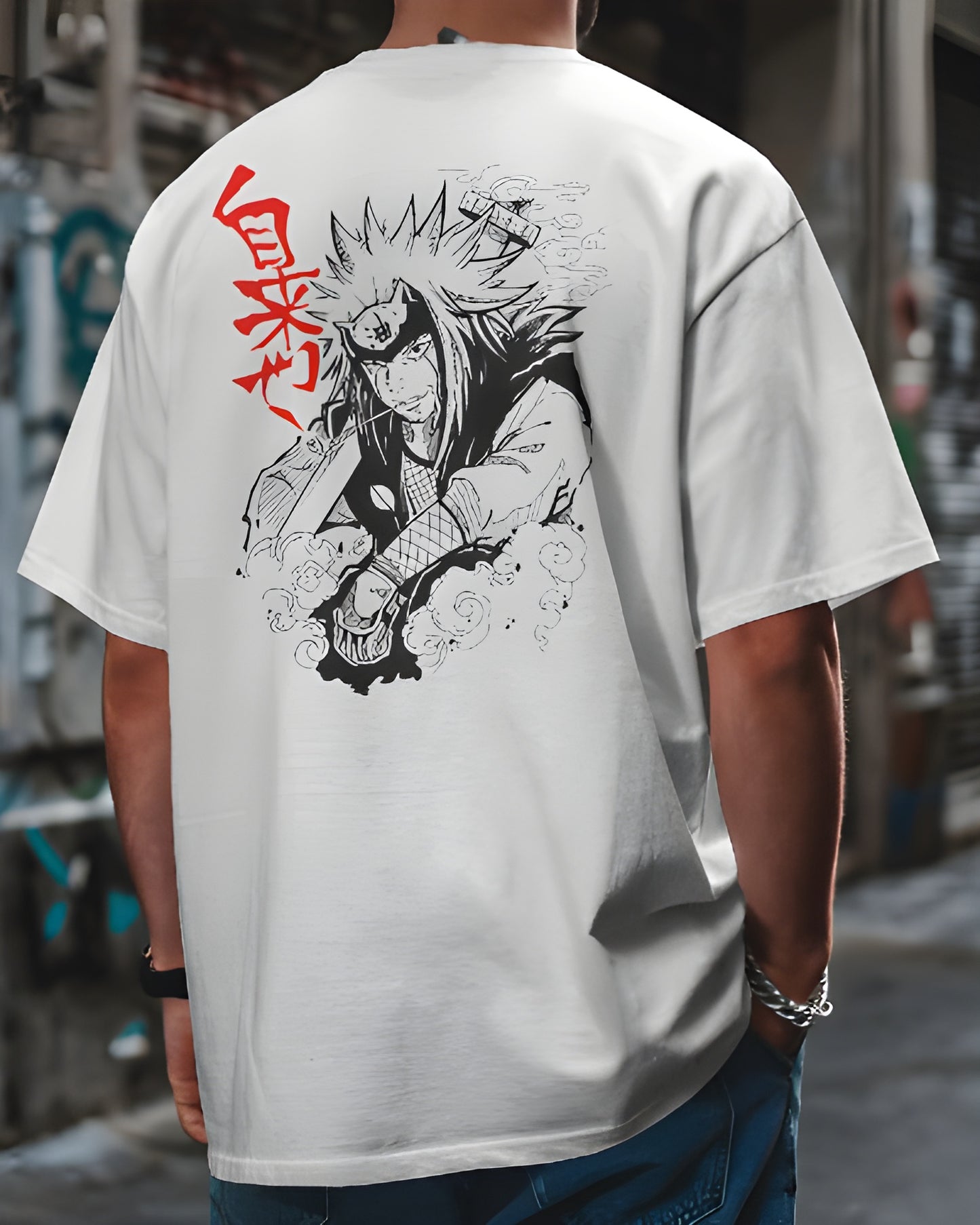 🐸🔥 Sage of the Six Swags | Jiraiya Oversized Back-Printed T-Shirt | Unisex | 240 GSM | White Tee 👕✨