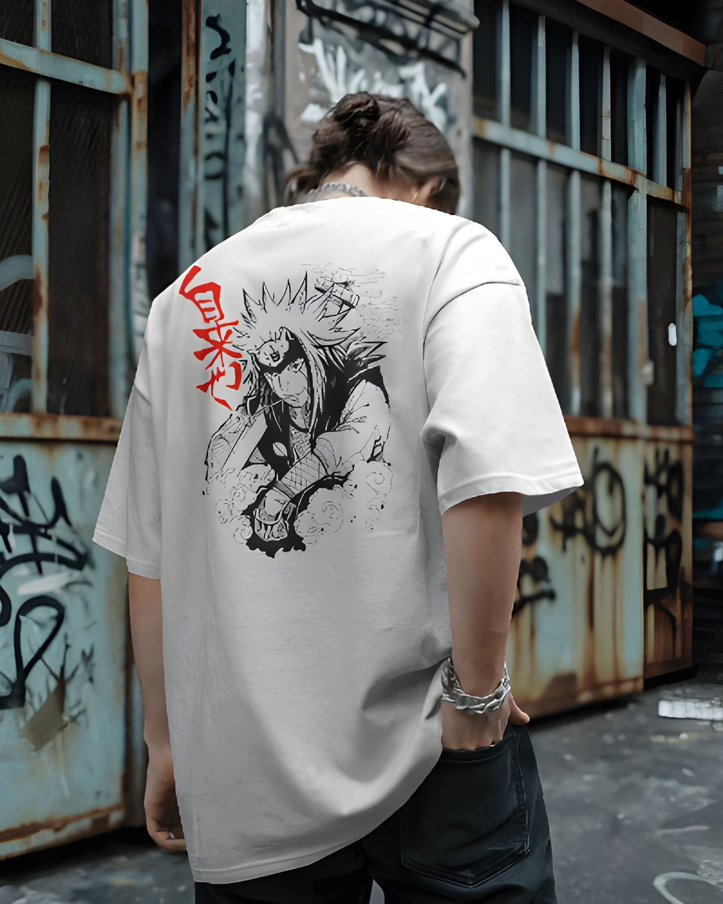 🐸🔥 Sage of the Six Swags | Jiraiya Oversized Back-Printed T-Shirt | Unisex | 240 GSM | White Tee 👕✨